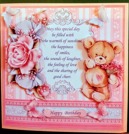 TEDDY BEAR ROSES & VERSE 7.5 Decoupage & Insert Mini Kit by Diane Gray
