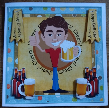 Cheers 8x8 Birthday Card Front Topper by Diane Gray