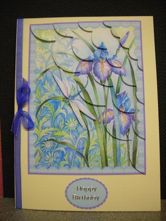 Iris & Dragonfly Wavy Corner Stacker by Diane Greenwood