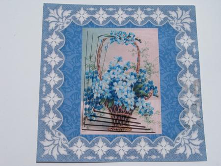 Forget Me Nots 'n Lace Spiral Pyramid Square Card Front by Diane Greenwood
