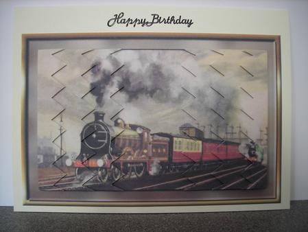 Steam Train Zig-zag Side Stacker Card Front by Diane Greenwood