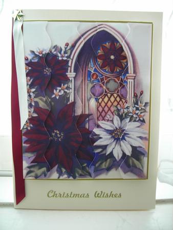 Poinsettia and Church Window Wavy Side Stacker by Diane Greenwood