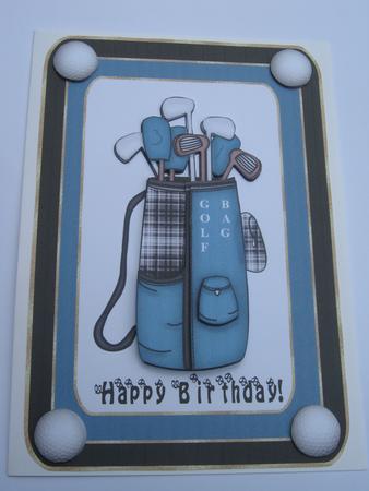 Golf Bag Birthday Card Topper by Diane Greenwood