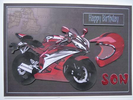 Red Motorbike Decoupage, Birthday, Passing Test by Diane Greenwood