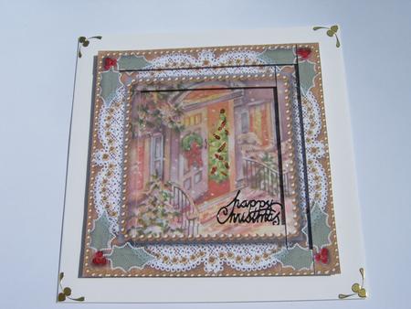 Christmas Door Square Spiral Edge Stacker Card Front by Diane Greenwood