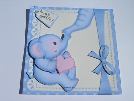 Lil Elephant's Heart Quick Card N 3D Decoupage by Diane Greenwood