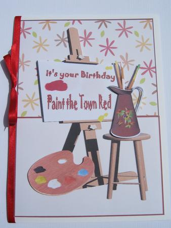 Paint the Town Red Artist Easel by Diane Greenwood