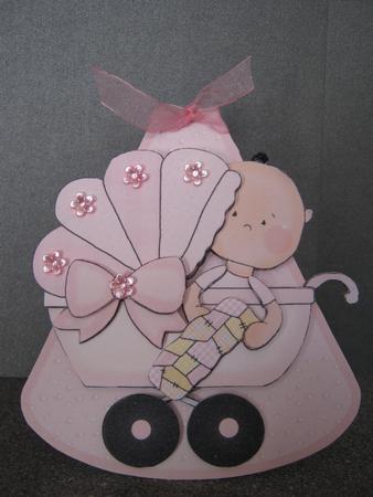 New Baby Girl Wobble Card by Diane Greenwood
