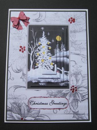 Black & White Christmas Tree Scene by Diane Greenwood