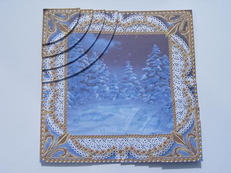 Christmas Blue Trees Vintage 6 Inch Duo Corner Stacker by Diane Greenwood