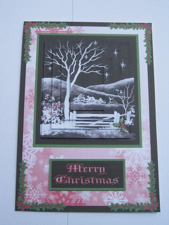 Festive Red Winter Garden Pyramid Card Front by Diane Greenwood