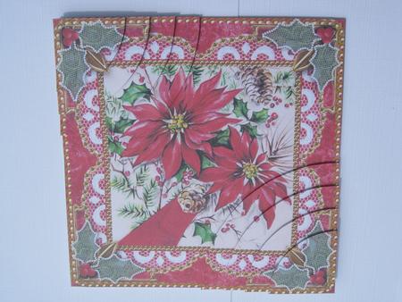 Red Poinsettias Vintage 6inch Duo Corner Stack Card Front by Diane Greenwood