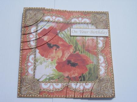 Poppies Vintage 6inch Duo Corner Stack Card Front by Diane Greenwood