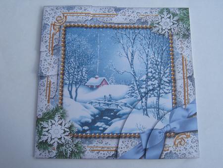 Blue Winter Walk Snow 6 Inch Duo Corner Stack Card Front by Diane Greenwood