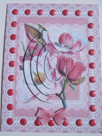 Magnolia Blossoms and Lace Pyramid Card Front by Diane Greenwood