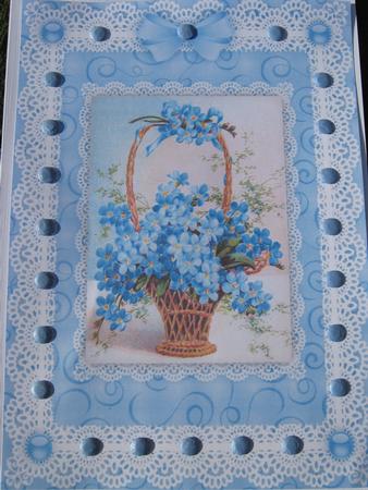Forget Me Nots 'n Lace A4 Card Front by Diane Greenwood