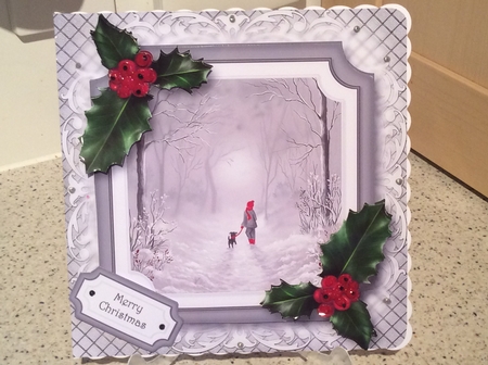 Scenic Christmas - Walking The Puppy by DIANE HILTON