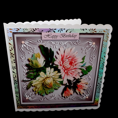 Stunning Chrysanthamums in a silver Frame  by Diane  Hitchcox