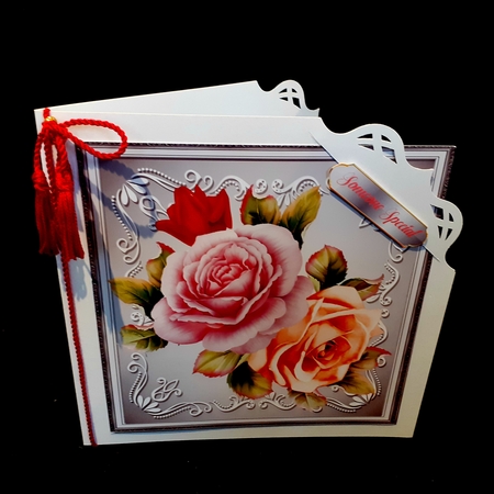 Stunning Lilac and Peach Roses in a silver Frame  by Diane  Hitchcox