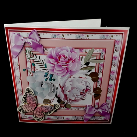  frame of delicate lilac roses & bows 8x8 by Diane  Hitchcox