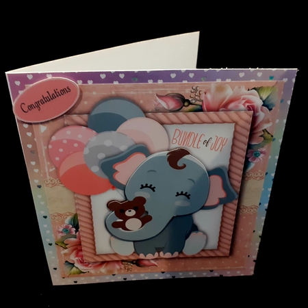 Baby Girl Elephant With Teddy Bear 8x8 by Diane  Hitchcox