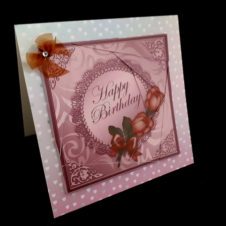 Roses and Metallic Lace Quick Card with Twisted Spiral Side Stacker by Diane  Hitchcox