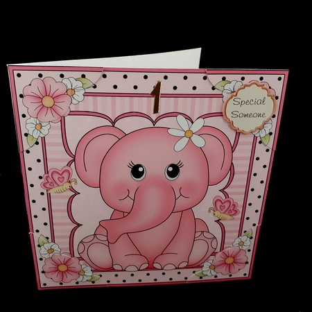 8 x 8 Cute Little Elephant Scalloped Corner Topper  by Diane  Hitchcox