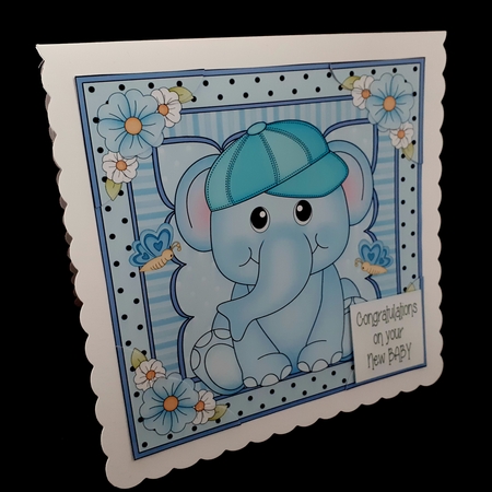 8 x 8 Cute Little Elephant Scalloped Corner Topper  by Diane  Hitchcox
