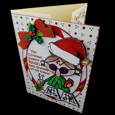Mabel plays Christmas Bingo decoupage sheet by Diane  Hitchcox