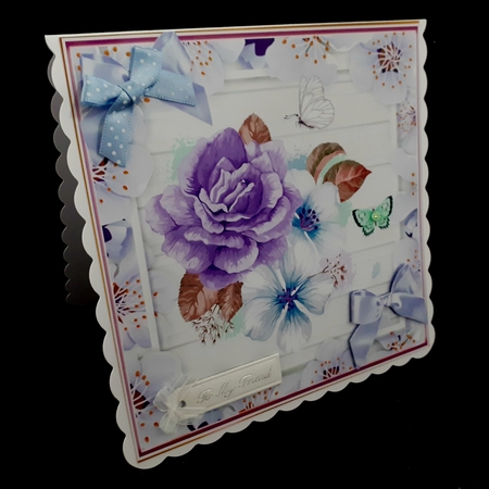Pretty floral frame with  pastel lilac flowers & bows 8x8 by Diane  Hitchcox