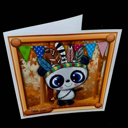 Cute Panda In Indian Fancy Dress 8x8 by Diane  Hitchcox