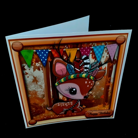 Cute Deer In Indian Fancy Dress 8x8 by Diane  Hitchcox