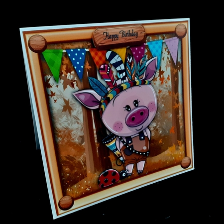 Cute Pig In Indian Fancy Dress 8x8 by Diane  Hitchcox