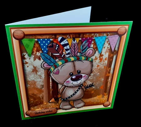 Cute Bear In Indian Fancy Dress 8x8 by Diane  Hitchcox