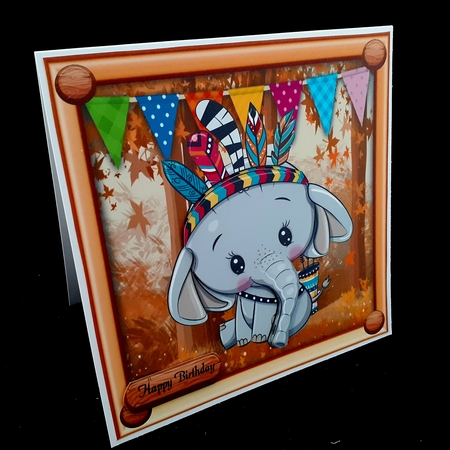 Cute Elephant In Indian Fancy Dress 8x8 by Diane  Hitchcox