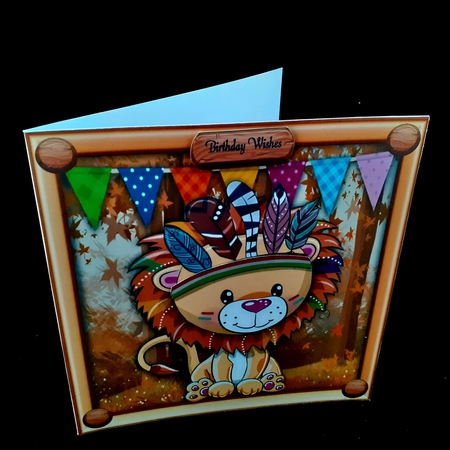 Cute Lion In Indian Fancy Dress 8x8 by Diane  Hitchcox