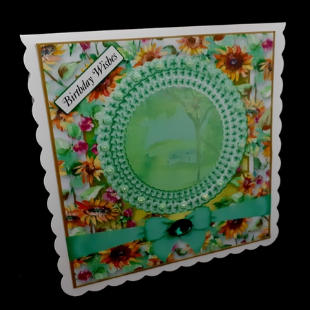 3 Floral green inner and bow card front/topper blanks by Diane  Hitchcox