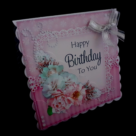 A Touch of Elegance Birthday Flowers Pearls and Lace Scalloped Corner Stacker by Diane  Hitchcox