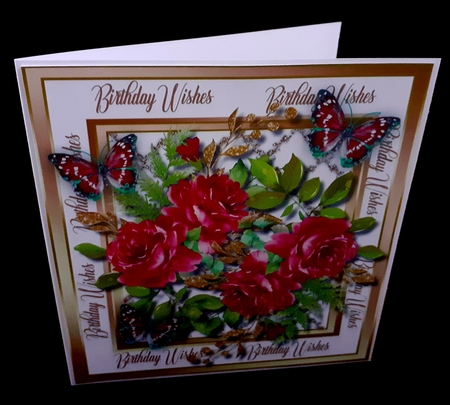 Ravishing Red Roses and   Butterflies by Diane  Hitchcox