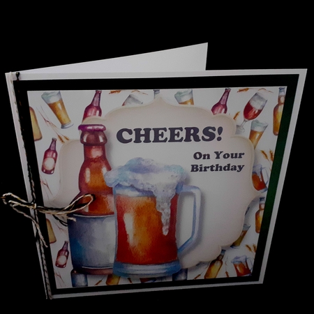 Birthday Cheers - Beer 8x8 by Diane  Hitchcox