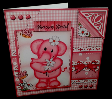 8 x 8 Lola Elephant & Lace Scalloped Corner Topper by Diane  Hitchcox