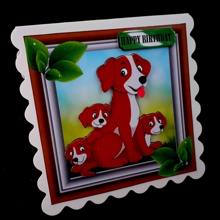 Puppy love with leaves 7x7 by Diane  Hitchcox