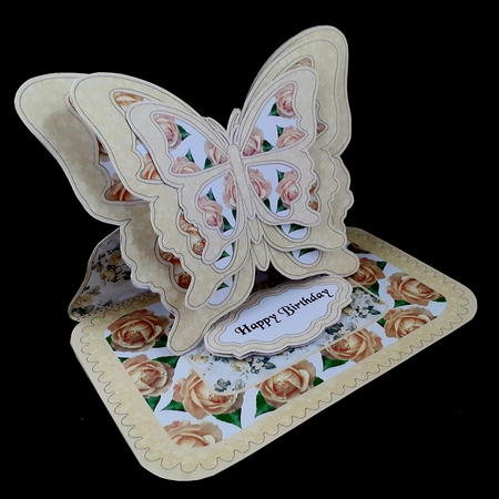 Butterfly easel lemon roses by Diane  Hitchcox