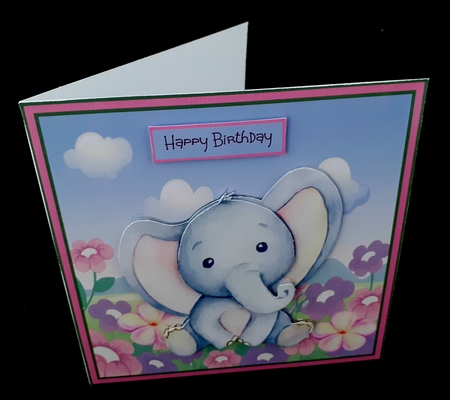 Baby elephant 7x7 card by Diane  Hitchcox