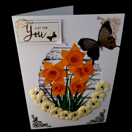 Two pretty spring flower toppers daffodils & tulips with green bows by Diane  Hitchcox