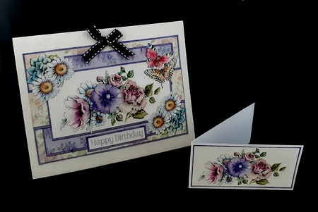 A5 Garden Flowers Card with Topper and Sentiments by Diane  Hitchcox