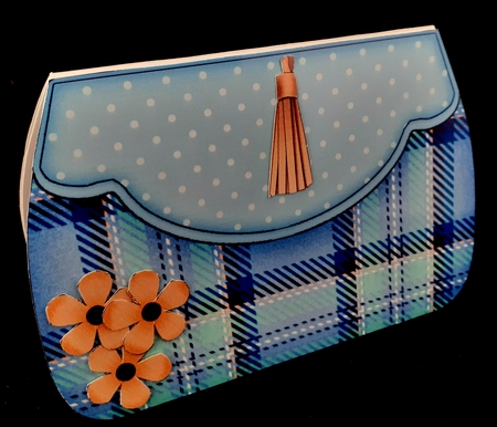 3D Shaped Card  Kit - Pretty Tartan & Polka Dot Fold Over Clutch Bag by Diane  Hitchcox