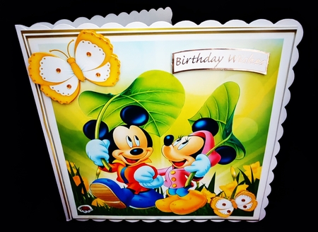 Lovely mickey and minnie with butterflies 8x8 by Diane  Hitchcox