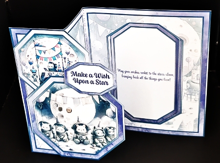 Moon Cats Party Offset Octagon Foldback Card by Diane  Hitchcox