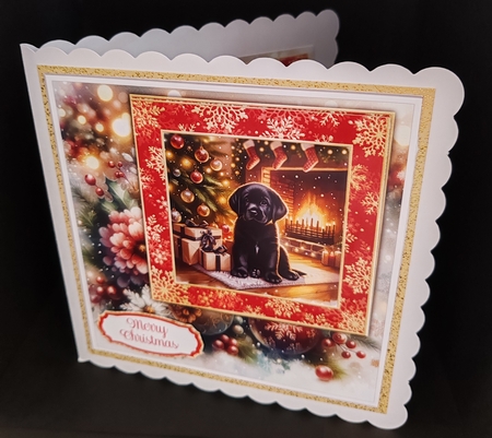 Cute Puppy & Decorations 7 x 7 Card by Diane  Hitchcox
